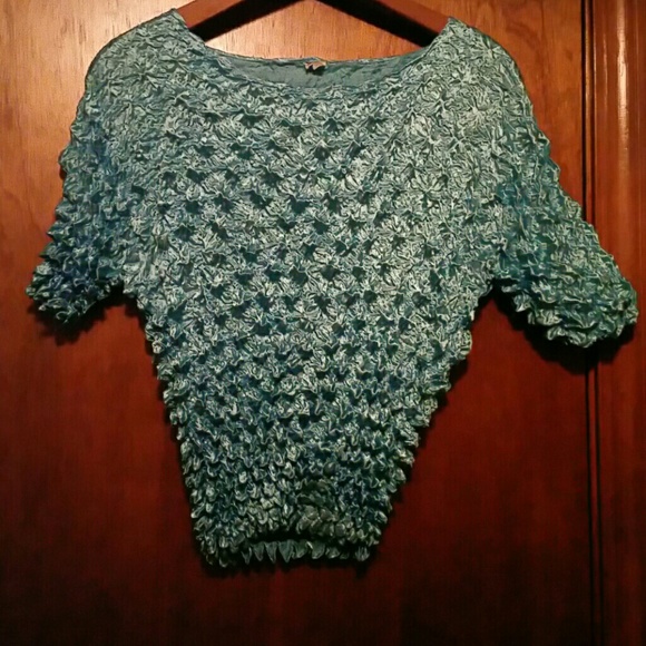 F.C Turquoise Popcorn Blouse - Picture 1 of 2